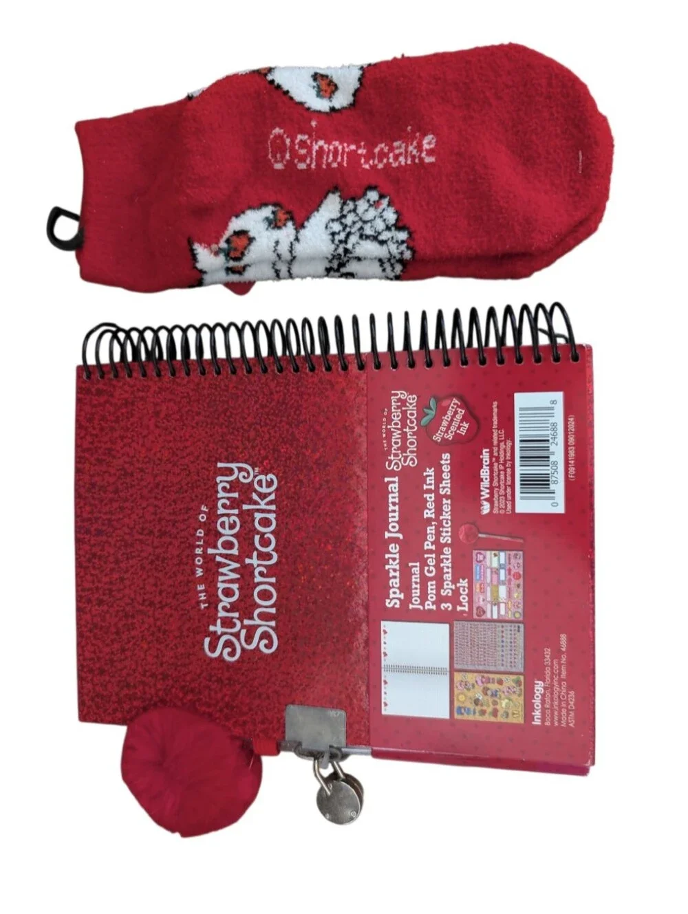 Strawberry Shortcake Red Sparkle Journal with Cozy Socks